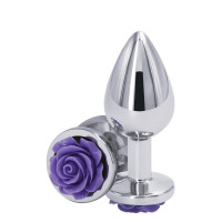 Ns Novelties Rose Buttplug M — Анальний корок, 7,5х3,5 см, (сріблястий із фіолетовим) (657447103636)