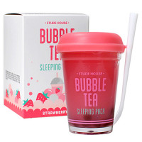 Увлажняющая ночная маска для лица с экстрактом клубники Etude House Bubble Tea Sleeping Pack Strawberry 100 г