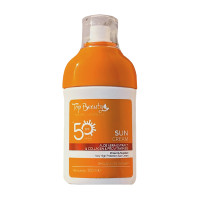 Сонцезахисний крем "Для обличчя та тіла" з алое віра, колагеном, В5 Top Beauty Sun Cream SPF 50 100 мл (8682692880768)