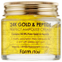 Ампульний крем для обличчя з золотом і пептидами FarmStay 24K Gold & Peptide Perfect Ampoule Cream 80 мл