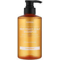 Шампунь пивний для об'єму тонкого волосся Kundal Beer Yeast Hair Loss Relief Shampoo Herb Mint 500 мл (8809693257379)