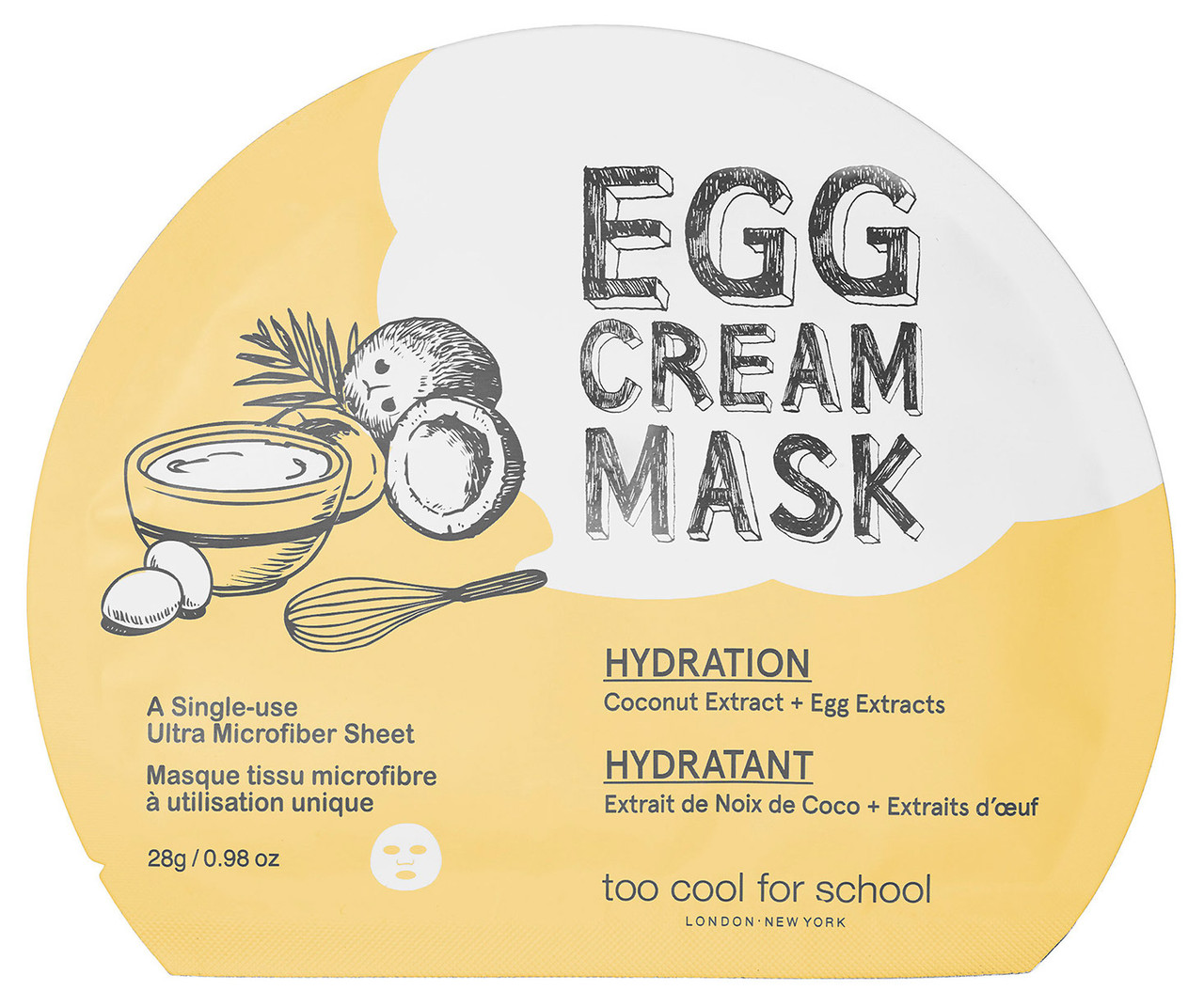 Увлажняющая тканевая маска для лица с яичным экстрактом Too Cool For School Egg Cream Mask Hydration 28 г