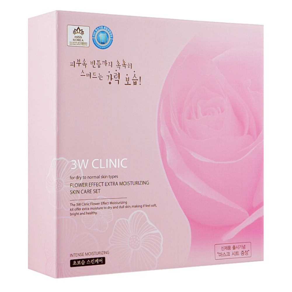 Набір косметики для обличчя 3W Clinic Flower Effect Extra Moisturizing 3 Kit Set (8809317282992)