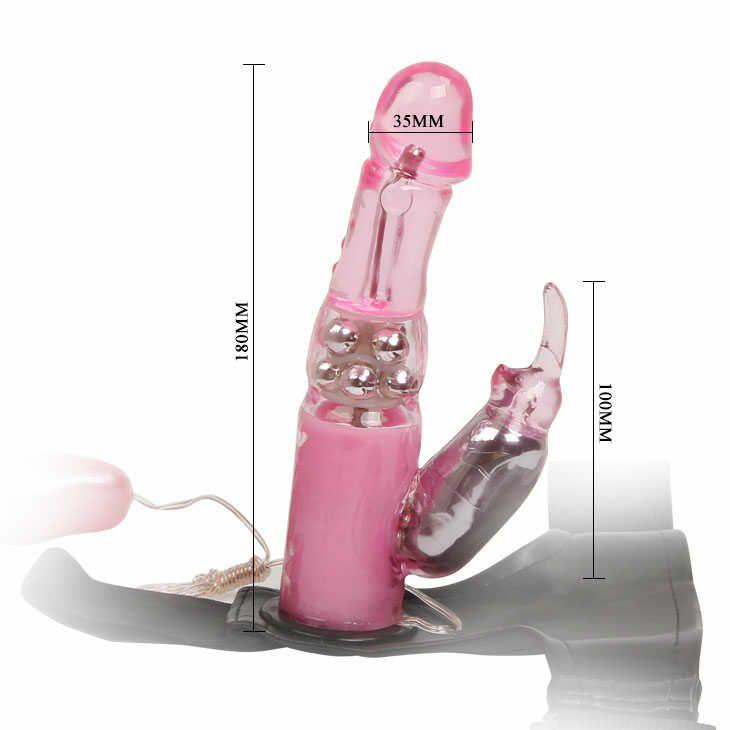 Страпон с вибрацией Baile Vibrator with pearls + bunny, 18 см (sl08495)