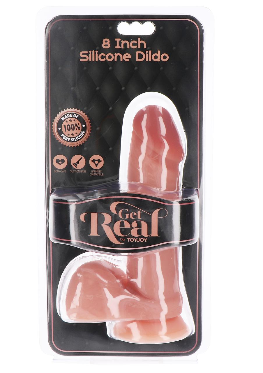 Get Real Silicone Dildo 8 Inch w Balls - Силиконовый фаллоимитатор с мошонкой, 17.5х4 см (телесный) (10193)
