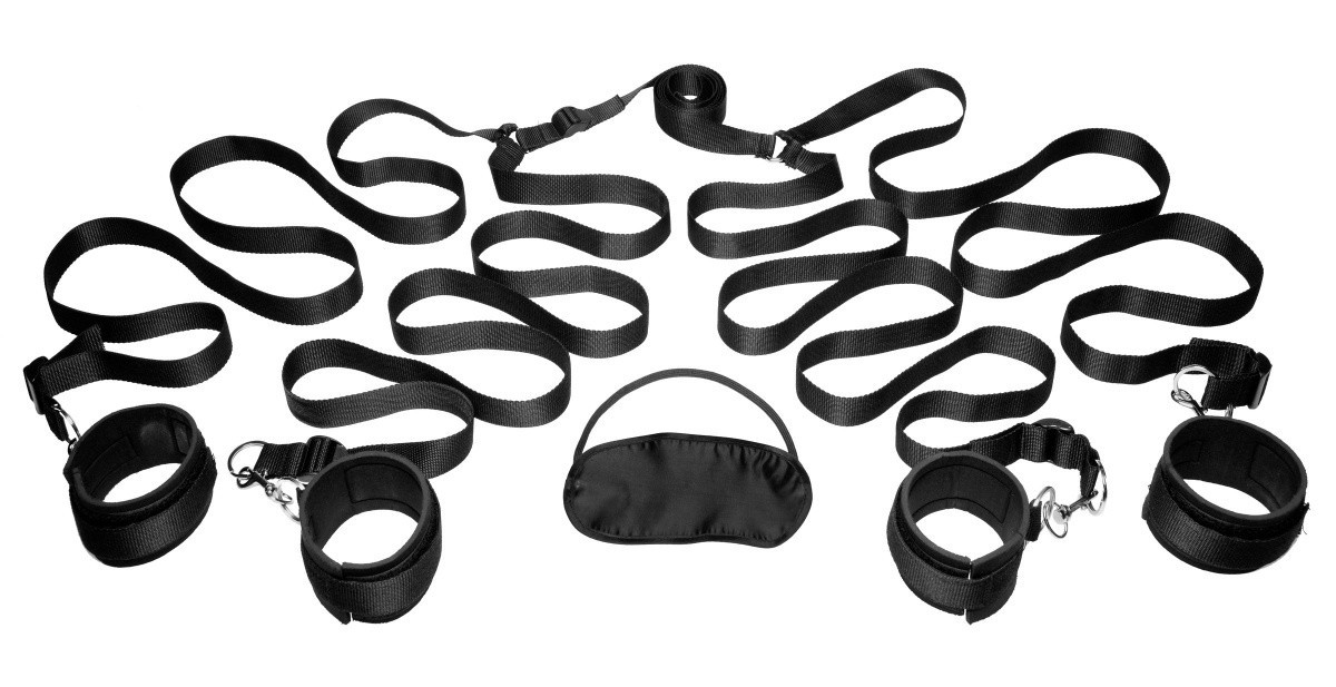 Frisky Bedroom Restraint Kit — Фіксатори з манжетами на ліжко (чорний) (XRAB691)