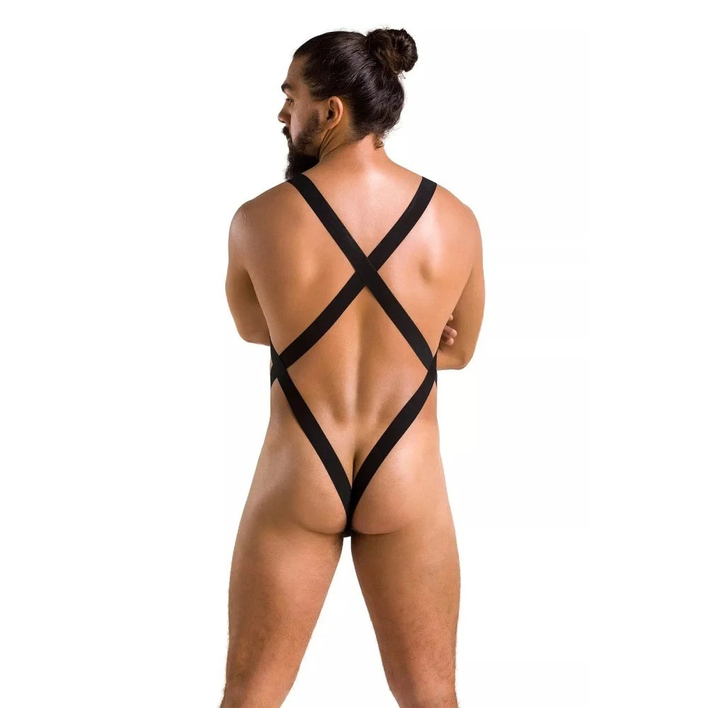 Passion — 040 BODY LEON black — Чоловічий сітчастий боді, L/XL (SO7591)