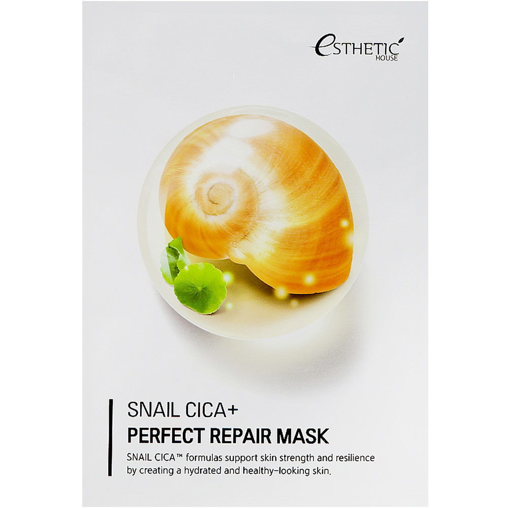 Восстанавливающая маска для лица с улиткой и центеллой Esthetic House Snail Cica+ Perfect Repair Mask 25 мл