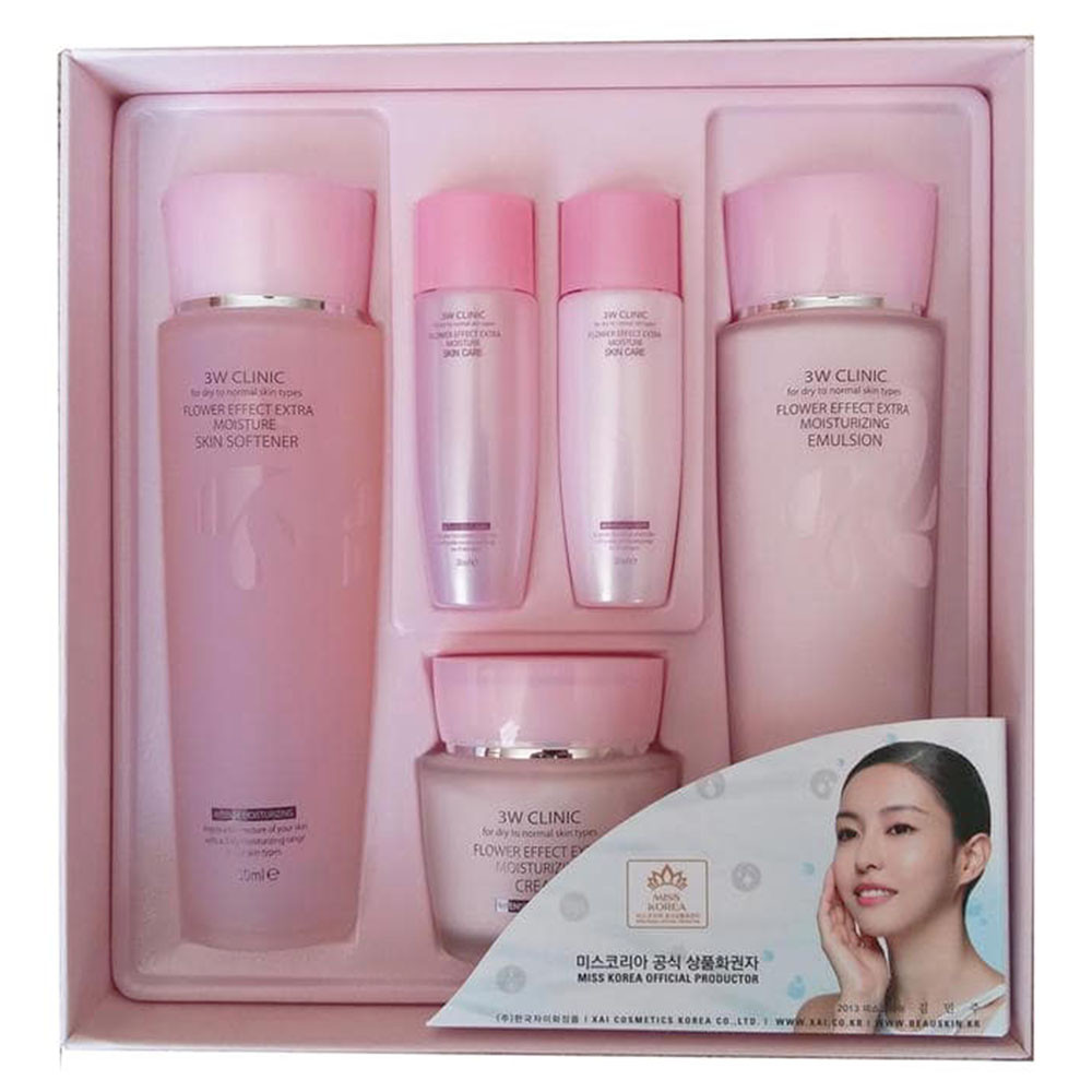 Набір косметики для обличчя 3W Clinic Flower Effect Extra Moisturizing 3 Kit Set (8809317282992)
