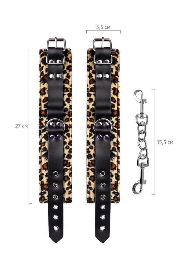 Anonymo Handcuffs PU leather — фіксатори для ніг, (леопардовий) (6975325854802)