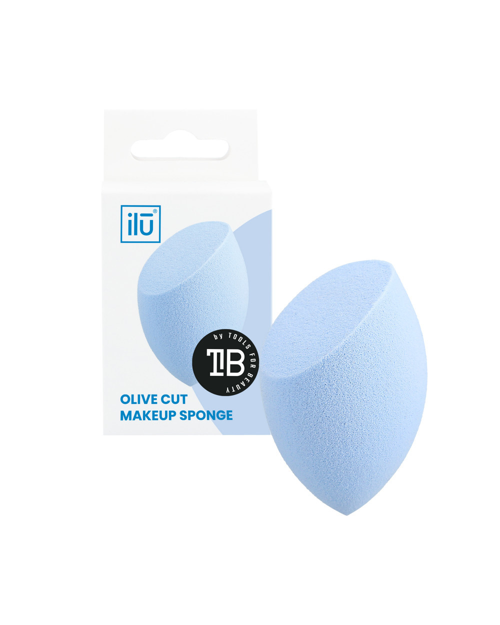 Спонж для макіяжу з плоским зрізом, блакитний Ilu Sponge Olive Cut Blue 1 шт