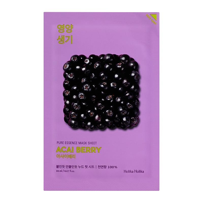 Тканинна маска для обличчя "Ягоди асаї" Holika Holika Pure Essence Mask Sheet Acai Berry 20 мл (8806334368142)