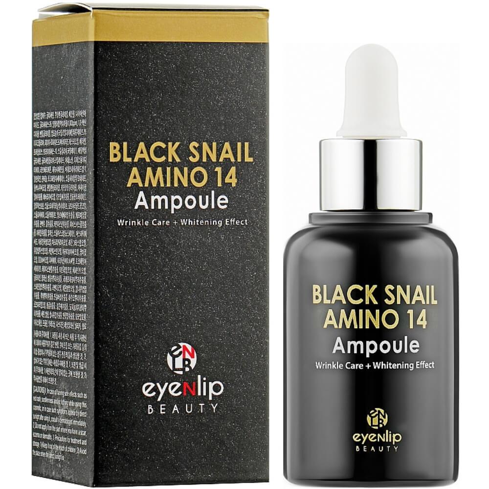 Сыворотка для лица с фильтратом муцина улитки Eyenlip Black Snail Amino 14 Ampoule 30 мл