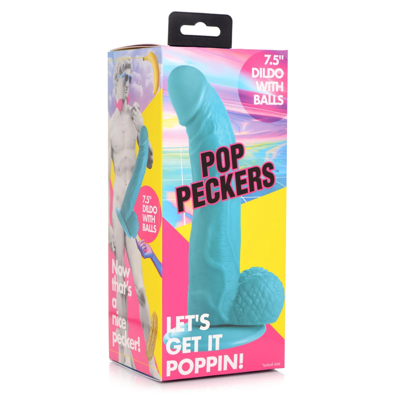 Pop Peckers 7.5" Dildo With Balls — Blue — Фаллоїмітатор, 21,5 см (блакитний) (848518044778)