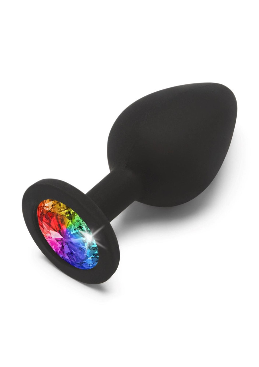 Toy Joy Rainbow Booty Jewel Medium - Анальная пробка с радужным кристаллом в основании, 8х3.5 см (M) (10297)