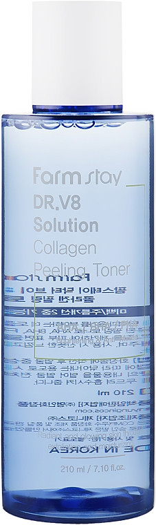 Тонер для обличчя з кислотами і колагеном Farmstay Dr.V8 Solution Collagen Peeling Toner 210 мл