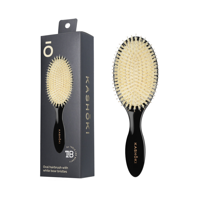 Щетка для волос из натуральной щетины, овальная Kashoki Smooth White Detangler 1 шт