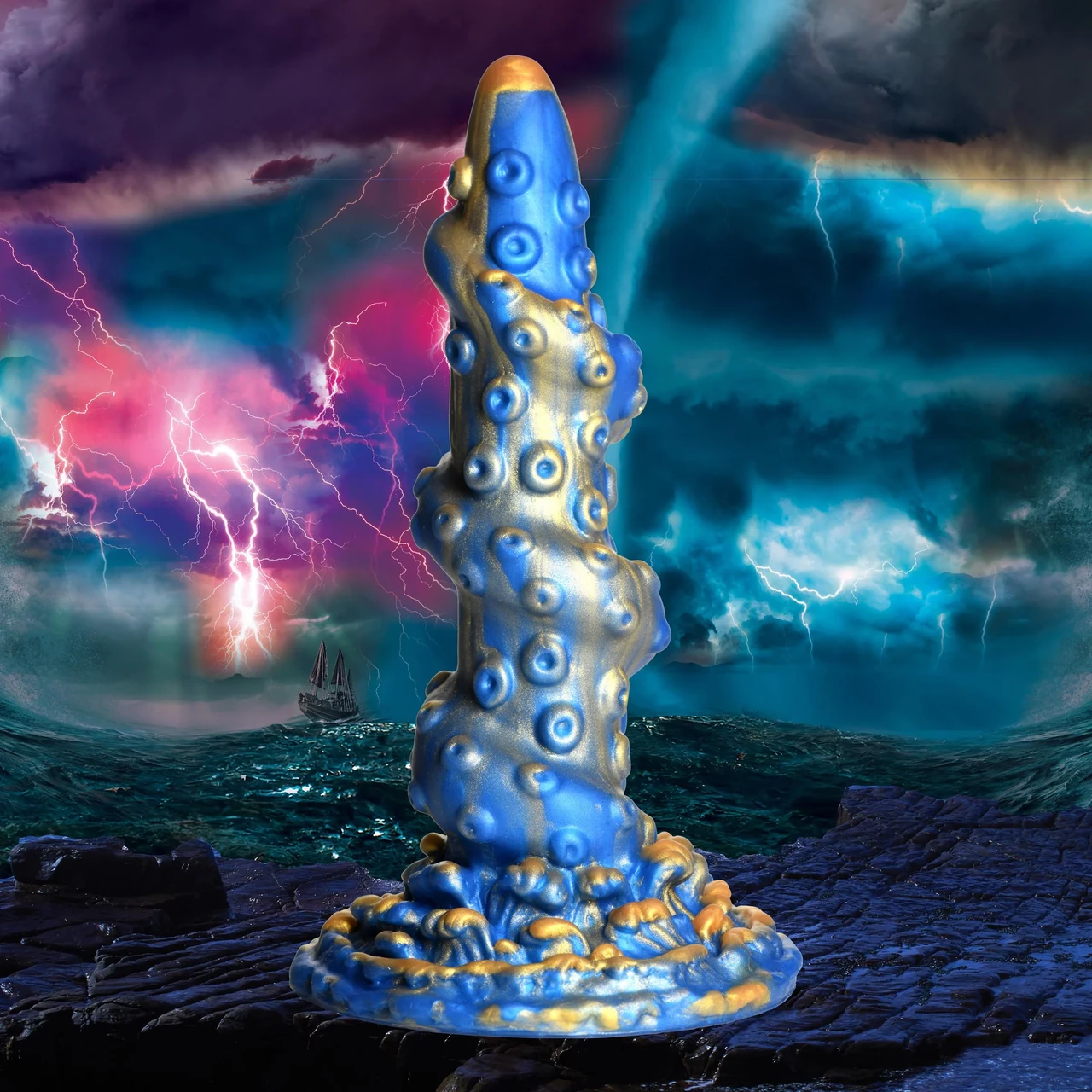 Creature Cocks Lord Kraken Tentacled Silicone Dildo — фантазійний фалоімітатор Кракен, 21.1х5.1 (синій з (848518050410)