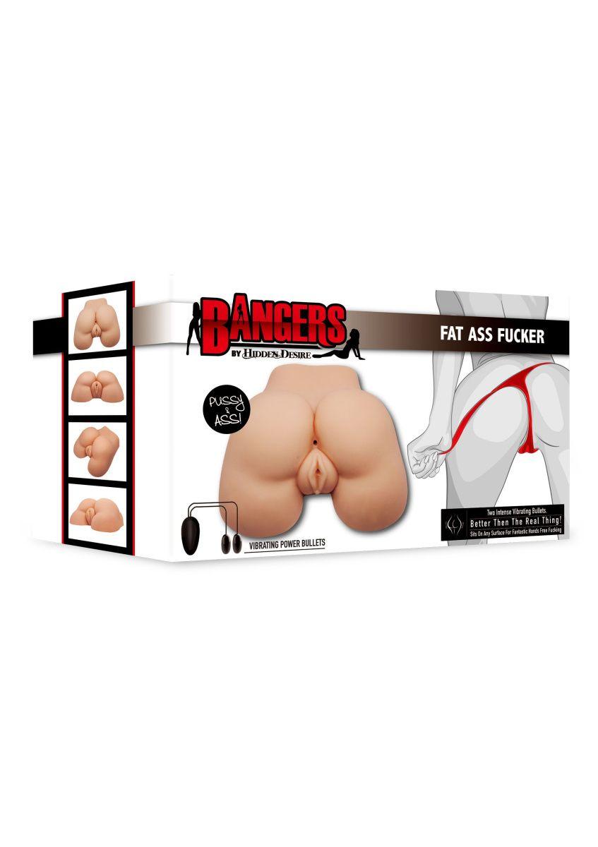 Bangers Fat Ass Fucker - реалистичный мастурбатор с вибрацией, 19.5 см (телесный) (17034)