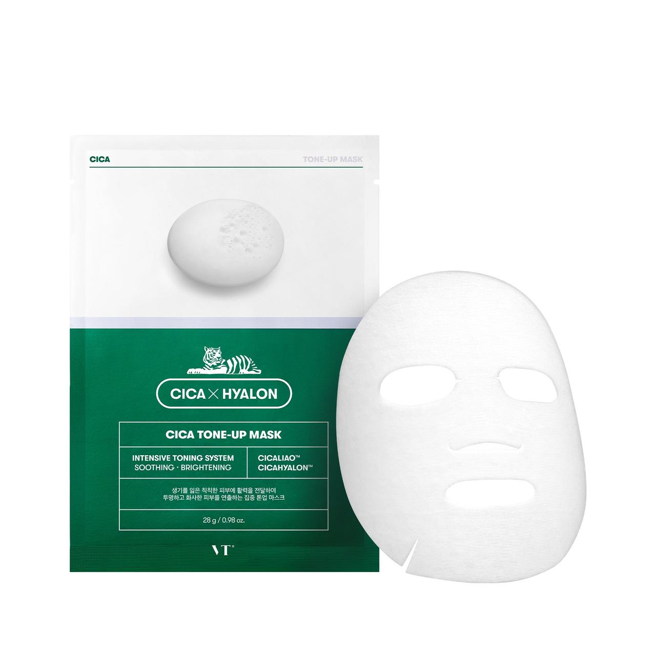 Набор тканевых масок для яркости тона лица VT Cosmetics Cica Tone-Up Mask 6шт*28 мл