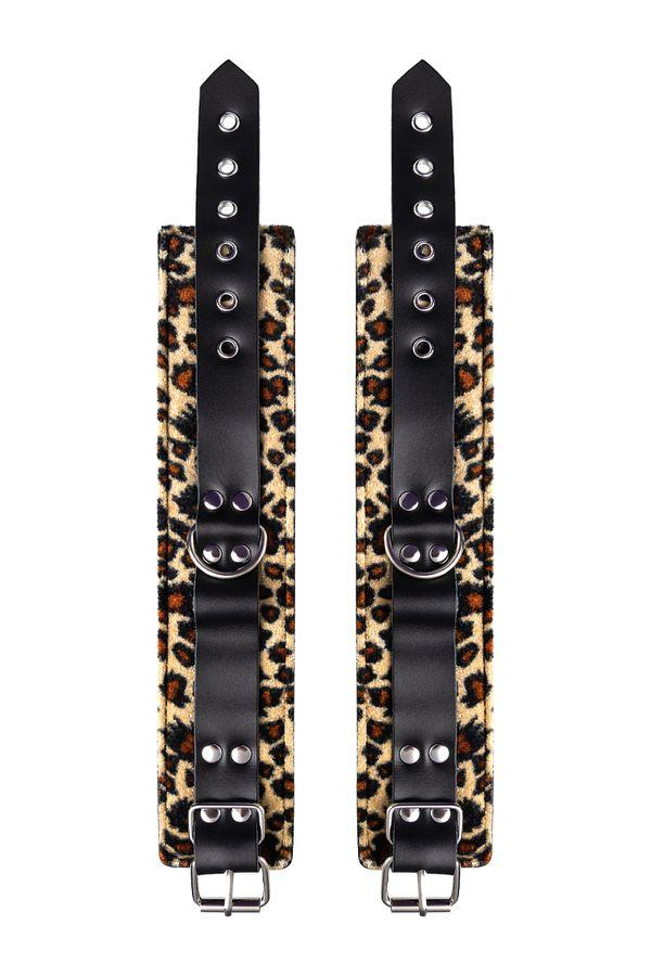 Anonymo Handcuffs PU leather — фіксатори для ніг, (леопардовий) (6975325854802)