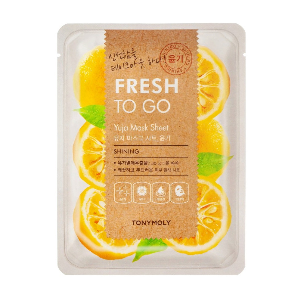 Тканинна маска для сяйва шкіри обличчя Tony Moly Fresh To Go Yuja Mask Sheet Shining 25 г (8806194031590)