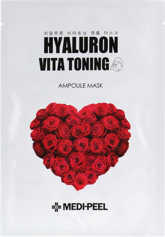 Тканинна ампульна маска екстрактом троянди і вітамінами Medi-Peel Hyaluron 100 Vita Toning Mask 30 г