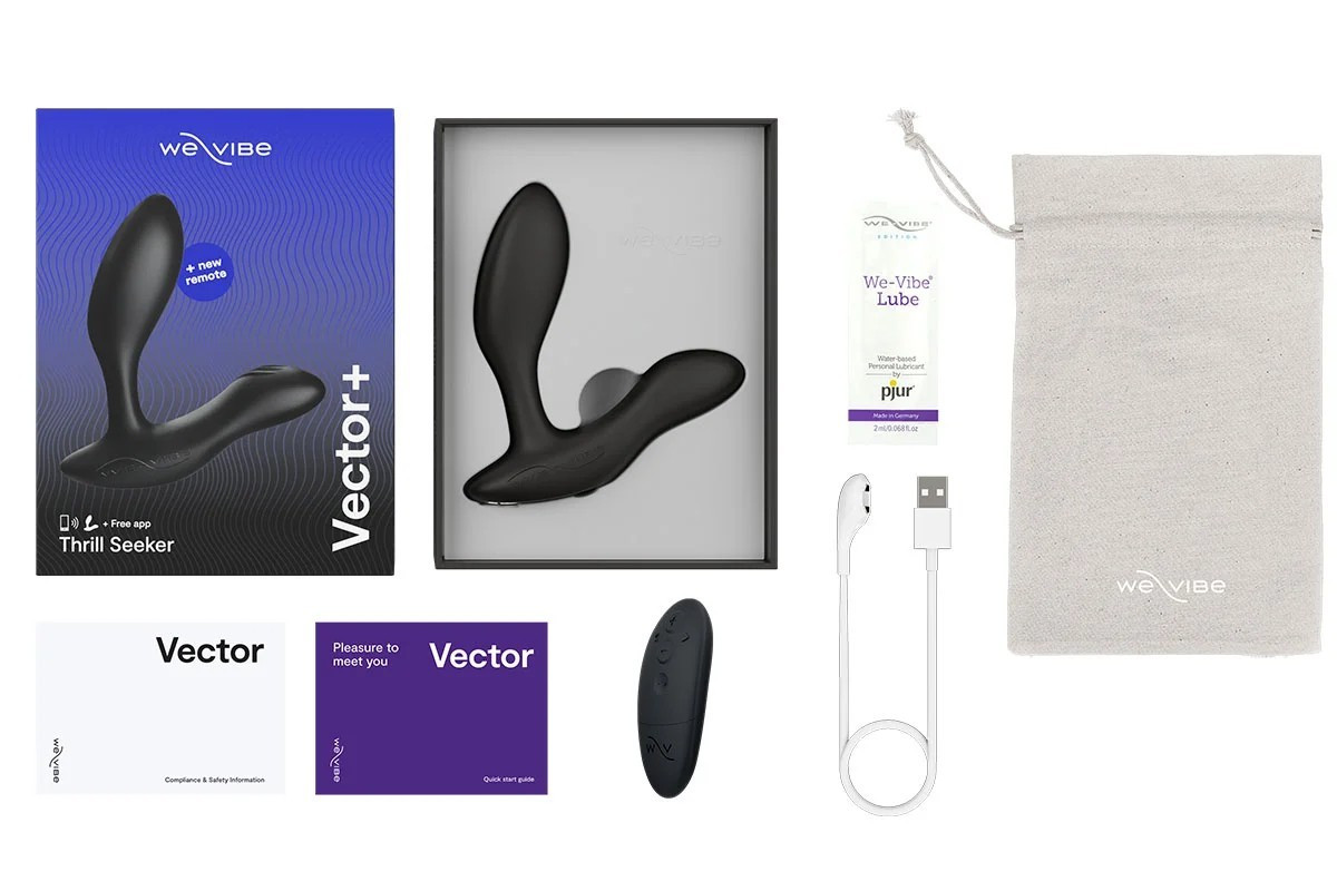 We-Vibe Vector + Лубрикант 50 мл — Масажер простати, 10.6х3 см (чорний) (klSNVC2SG916850)