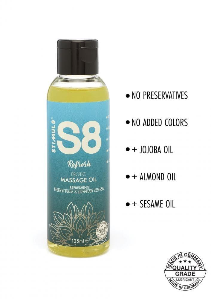 Stimul8 Massage Oil — Масажна олія, 125 мл (французька слива та єгипетська бавовна) (8713221820518)