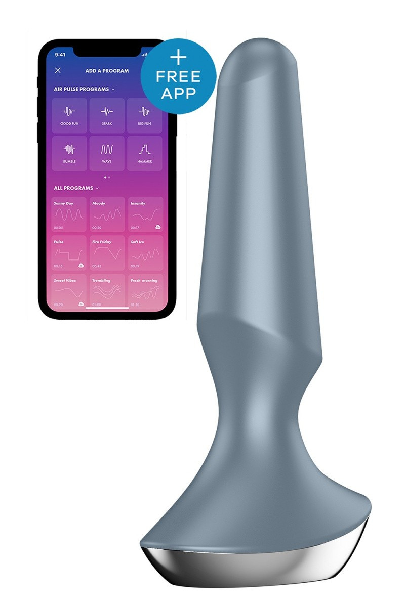 Satisfyer Plug-ilicious 2 — Анальна смарт-корка, 14х3 см, (сіра) (4061504003290)