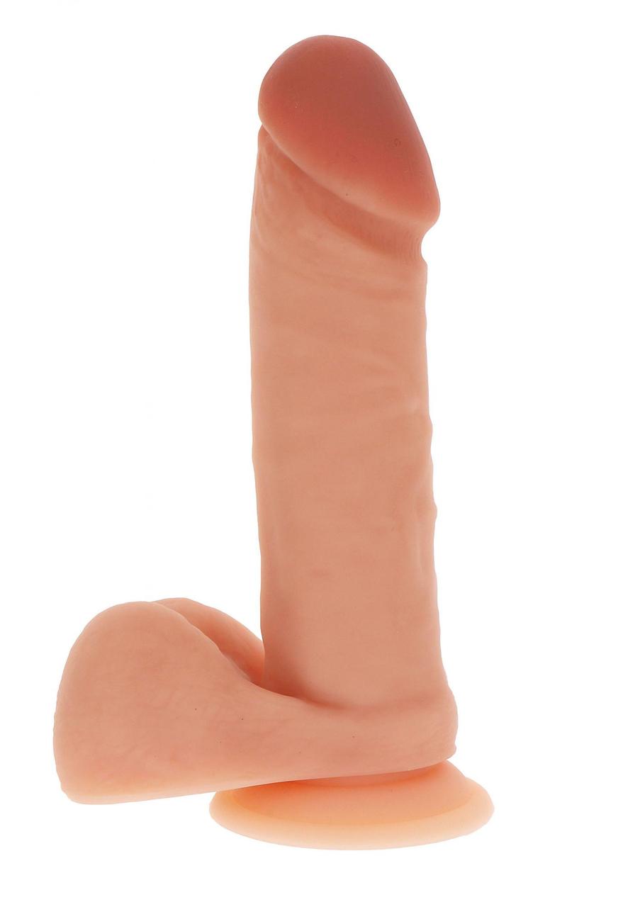 Get Real Silicone Dildo 8 Inch w Balls - Силиконовый фаллоимитатор с мошонкой, 17.5х4 см (телесный) (10193)