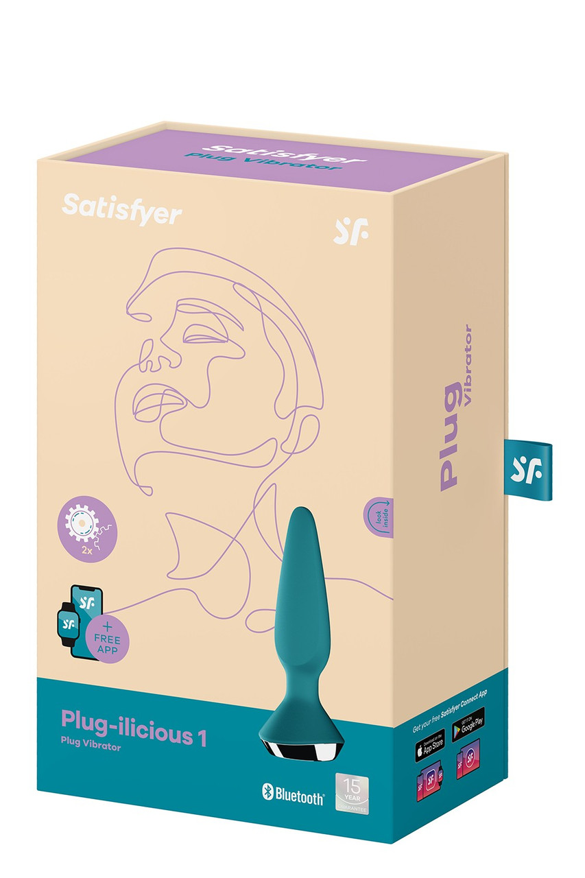 Satisfyer Plug-ilicious 1 — Анальна смарт-корка, 14х3 см, (зелена) (4061504003214)