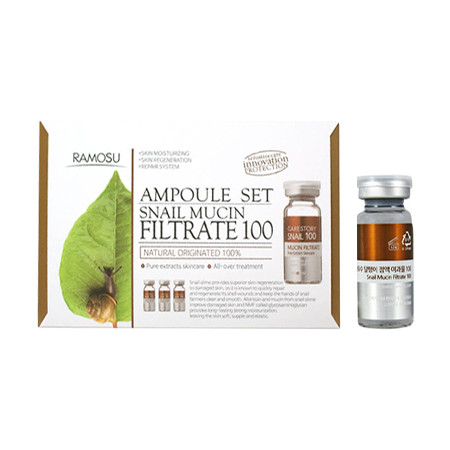 Регенерирующая сыворотка для лица с муцином улитки Ramosu Snail Mucin Filtrate 100 10 мл*3 шт (8809476610131)