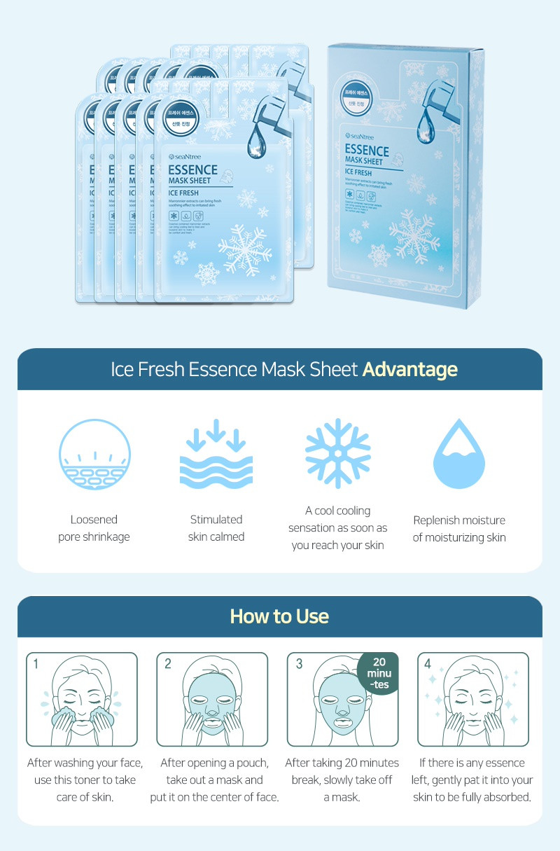 Охлаждающая тканевая маска с гиалуроновой кислотой SeaNtree Ice Fresh Essence Mask Sheet 20 г