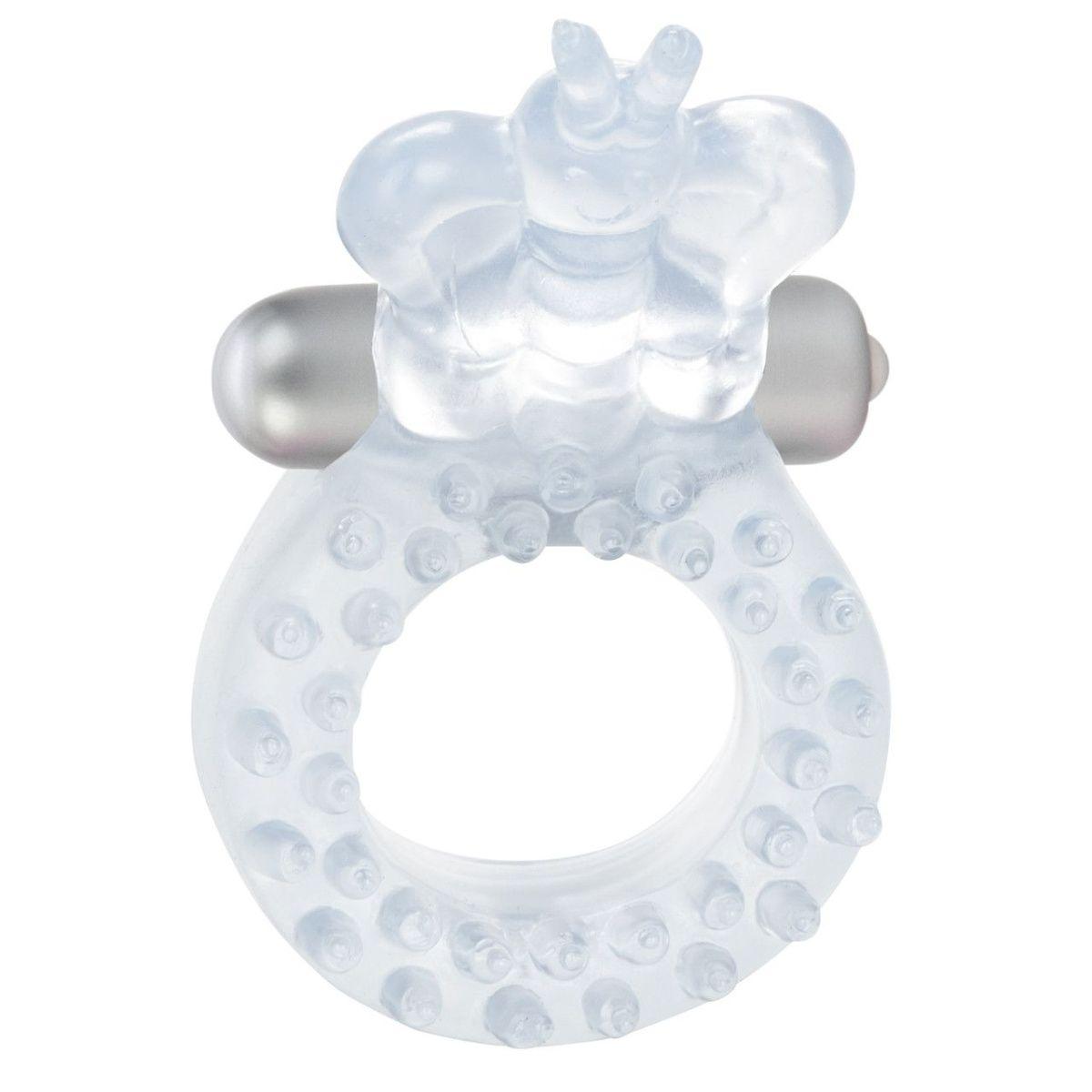 CalExotics Butterfly Beauty Orgasm Ring — віброкольцо з метеликом, 8х3.2 см (прозорий) (716770041029)