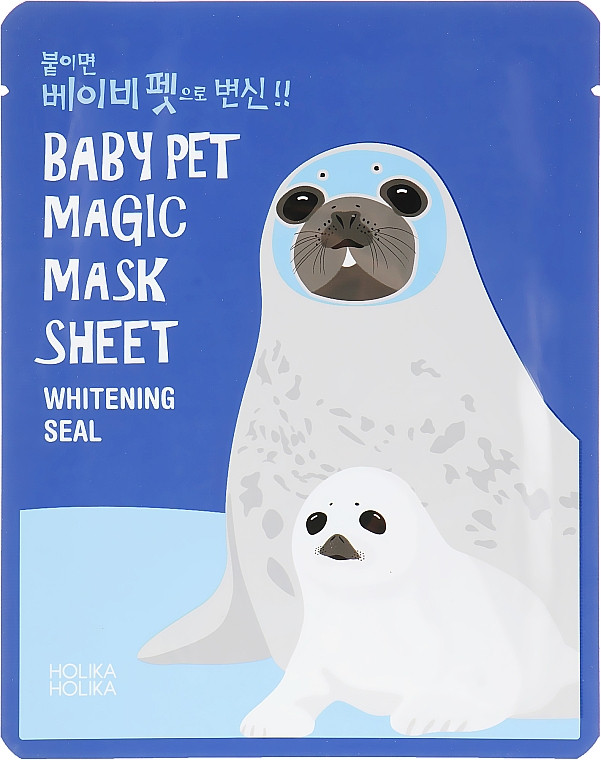 Освітлююча тканинна маска для обличчя "Тюлень" Holika Holika Baby Pet Magic Mask Sheet Whitening Seal 22 мл