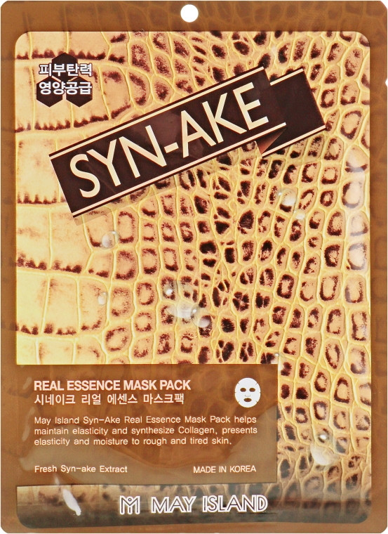 Тонизирующая тканевая маска для лица со змеиным пептидом May Island Real Essence Syn-Ake Mask Pack 25 г