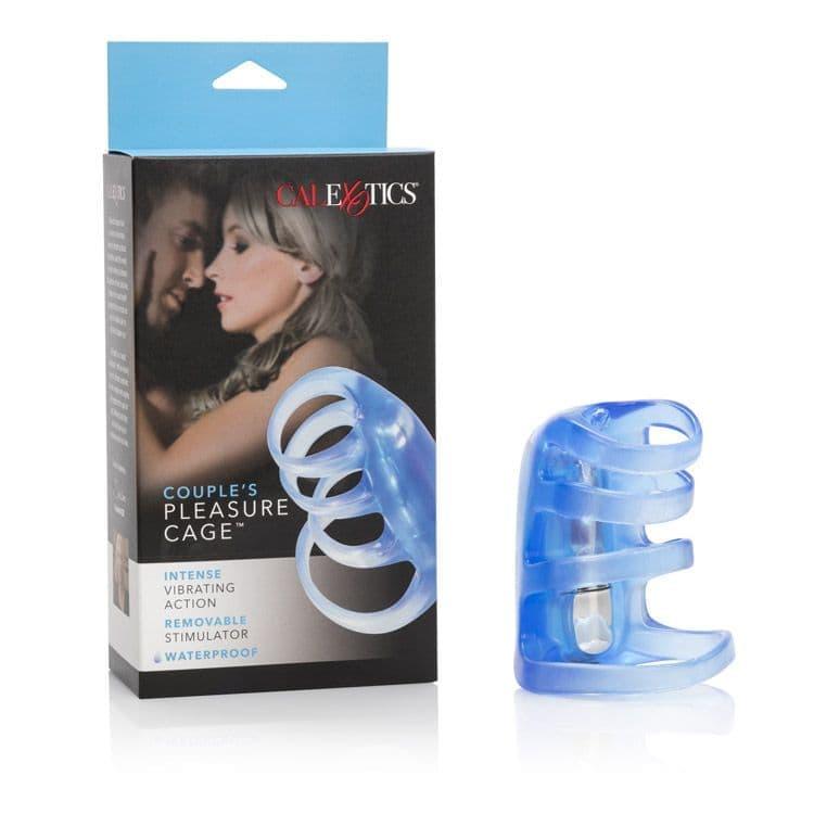 CalExotics Couples Pleasure Cage - виброкольцо, 6х3 см (голубой) (716770087225)