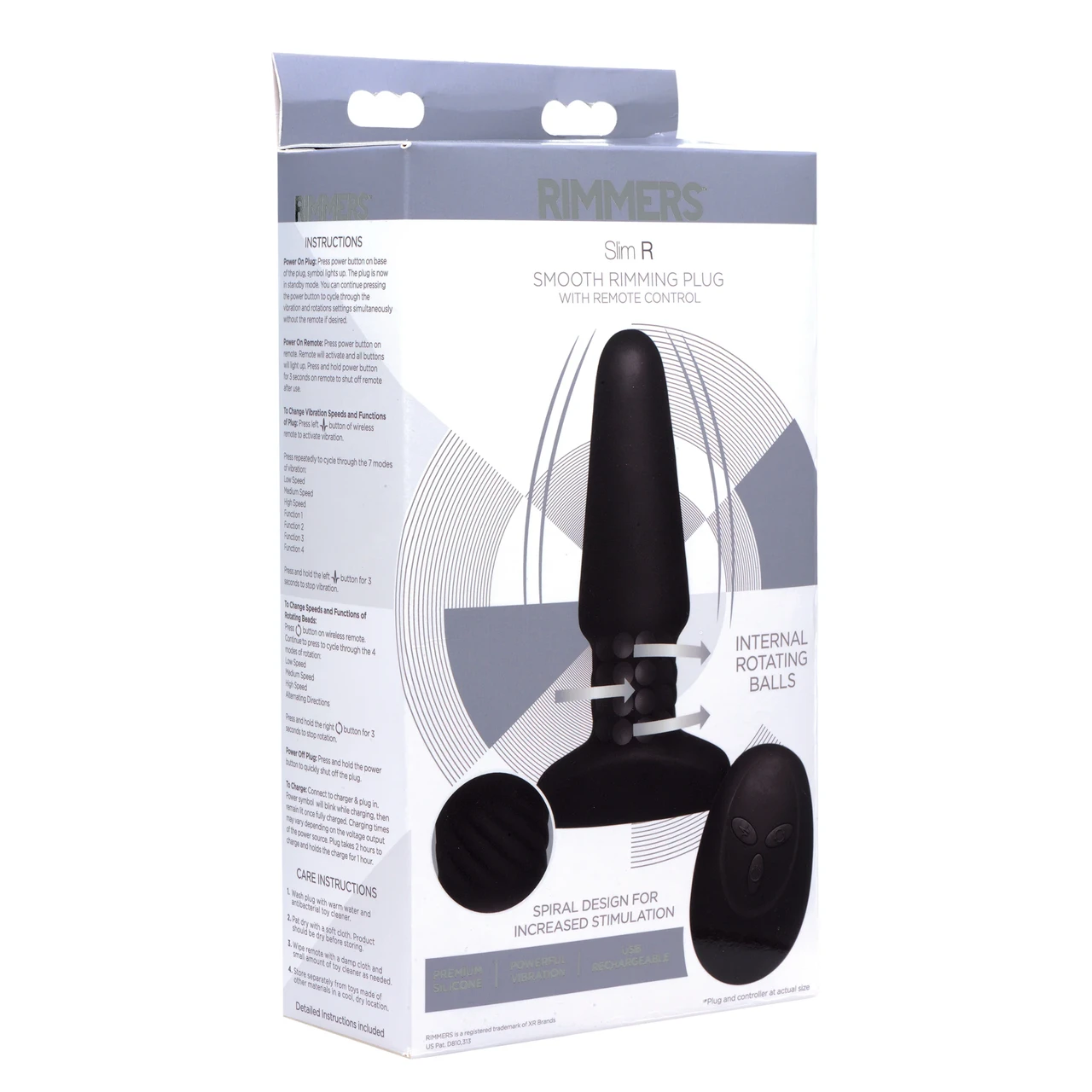 Rimmers Slim R Smooth Rimming Plug With Remote — Анальний корок із вібрацією, 14 см (чорний) (848518032270)