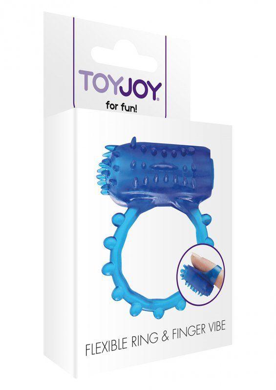 Toy Joy Flexible Ring & Finger Vibe — ерекційне кільце та насадка на палець 2 в 1, 7х3.5 см (синій) (8713221486271)