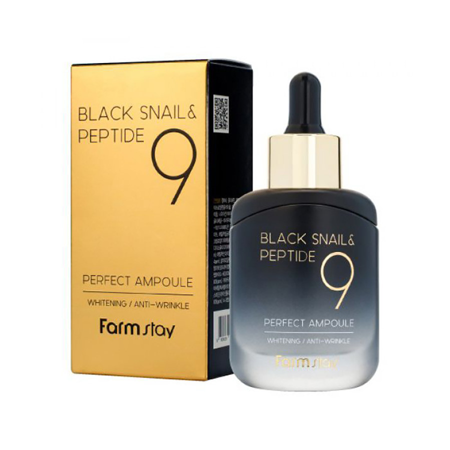 Омолаживающая сыворотка с черной улиткой и пептидами Farmstay Black Snail & Peptide 9 Perfect Ampoule 35 мл