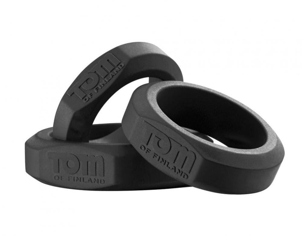 Tom of Finland 3 Piece Silicone Cock Ring Set — набір рекційних кілець, 3 шт (чорний) (848518017765)