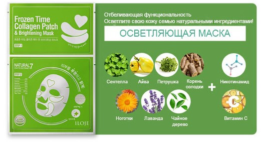 Освітлююча маска для обличчя з танучими патчами 2в1 Konad Iloje Frozen Time Collagen Patch Brightening 0.75г +