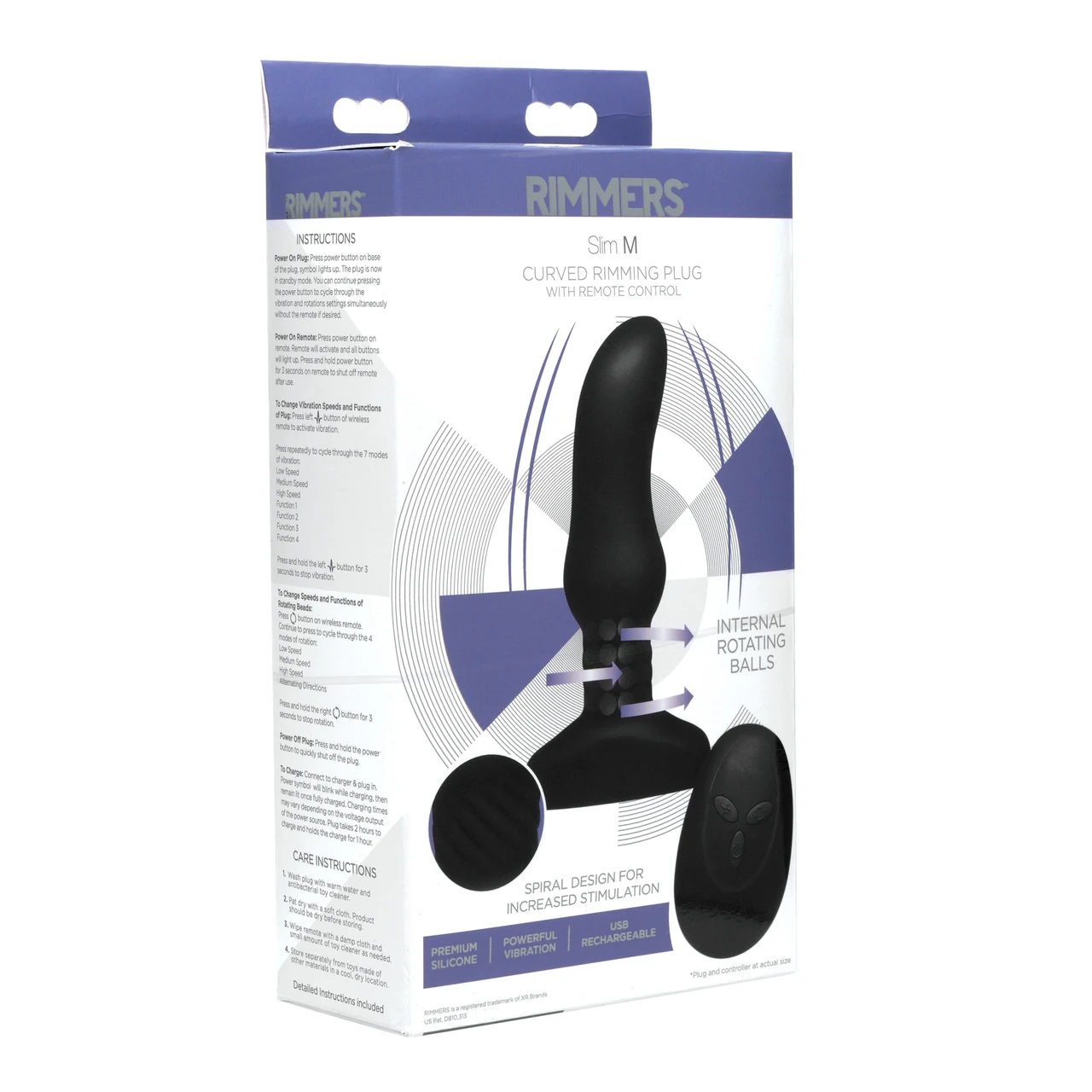 Rimmers Slim M Rimming Plug - Анальная пробка с вибрацией, 13,9 (черный) (848518032294)