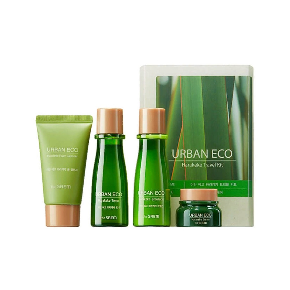 Дорожный уходовый набор для лица с экстрактом новозеландского льна The Saem Urban Eco Harakeke Travel 4 Kit