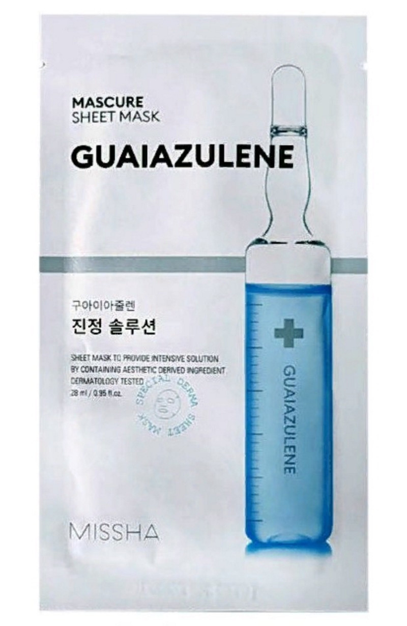 Регенерирующая маска для лица Missha Mascure Calming Solution Sheet Mask Guaiazulene 28 мл (8809581456617)