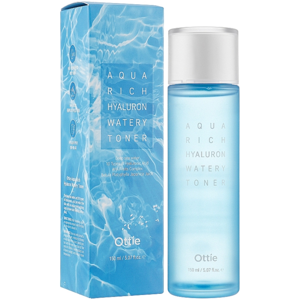 Тонер із комплексом гіалуронової кислоти для обличчя Ottie Aqua Rich Hyaluron Watery Toner 150 мл (8809708710424)