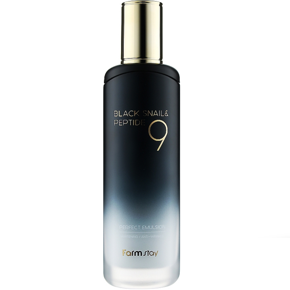 Омолаживающая улиточная эмульсия для лица с 9 пептидами Farmstay Black Snail & Peptide9 Perfect Emulsion 120мл