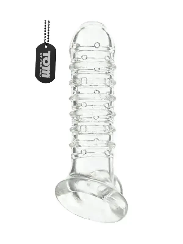 Tom of Finland Textured Girth Enhancer - Рельефная насадка для члена, 19х3.8 см (прозрачный) (XRTF3157)