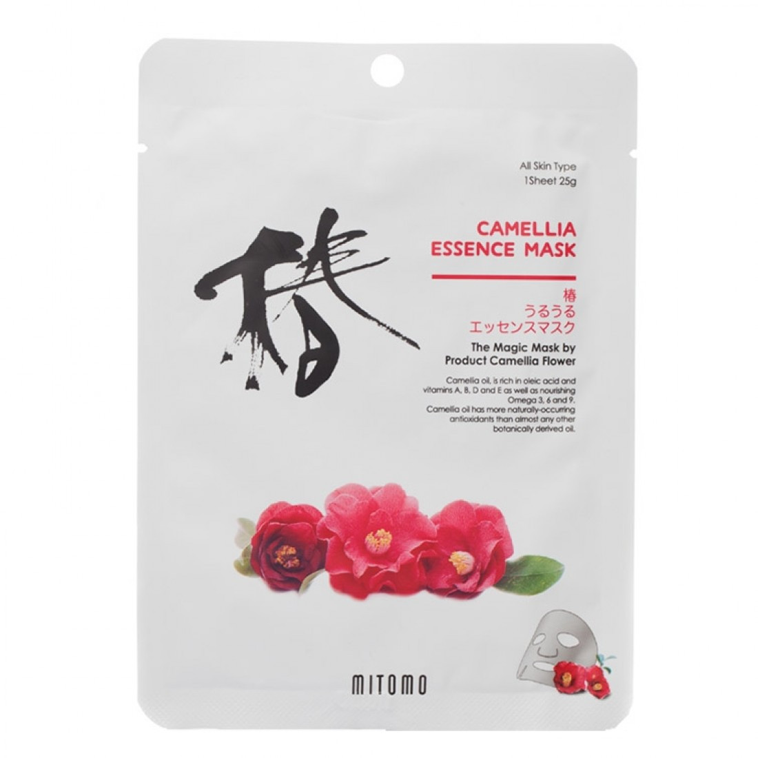 Тканевая маска для лица с камелией Mitomo Camellia Essence Mask 25 г (4582419531703)